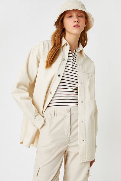 Koton Jacke - Ecru - Regular Fit