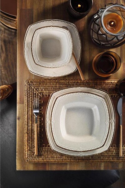 PEARL Dot Line 24 Parça 6 Kişilik Yemek Seti Tarçın