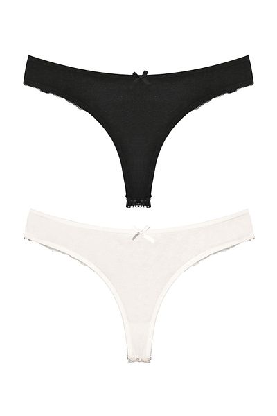 Zena Cotton Lace String Women's Panties - Set of 2