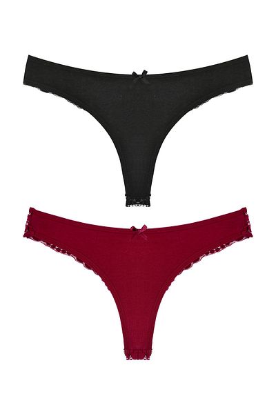 Zena Cotton Lace String Women's Panties - Set of 2