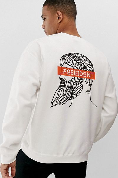 Pasage Λευκό φούτερ Azurco Oversize πίσω μπροστά Poseidon