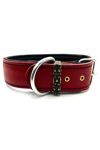 Tasma Market Soft Textured Red Leather Dog Collar