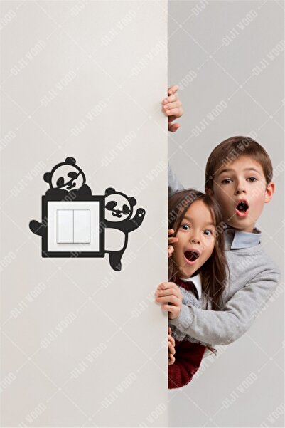 Diji Wood Panda Dekor Çocuk Odası Priz Çerçevesi