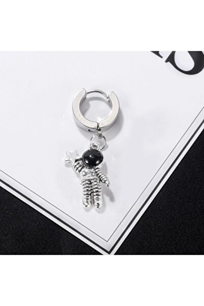 The Collection Unisex Stainless Steel Astronaut Robot Dangle Hoop Earrings