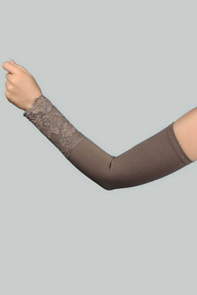 Altobeh Lace Practical Hijab Sleeve Combed Cotton Prayer Sleeve - Dark Mink