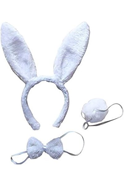 5DM Σετ κοστουμιών κουνελιού σε λευκό χρώμα - ουρά παπιγιόν κορώνας
