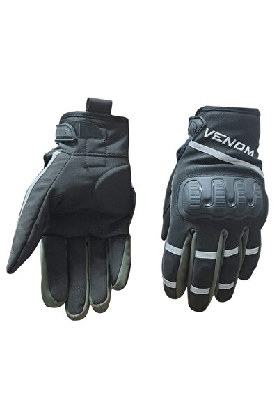 VENOM 9010 Siyah Haki Yeşil Softshell Kışlık Motosiklet Eldiveni