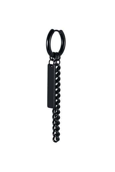 The Collection Men's Women's Steel Pendant Black Stick Earrings