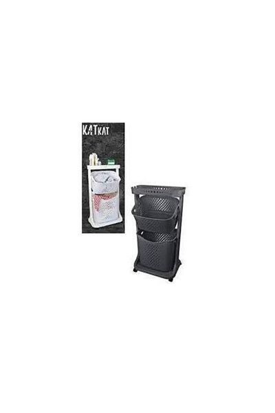 Titiz Tp748 Anthracite Katkat Organizer Καλάθι 2 επιπέδων Καλάθι Μπάνιου Κουζίνας Καλάθι παιχνιδιών