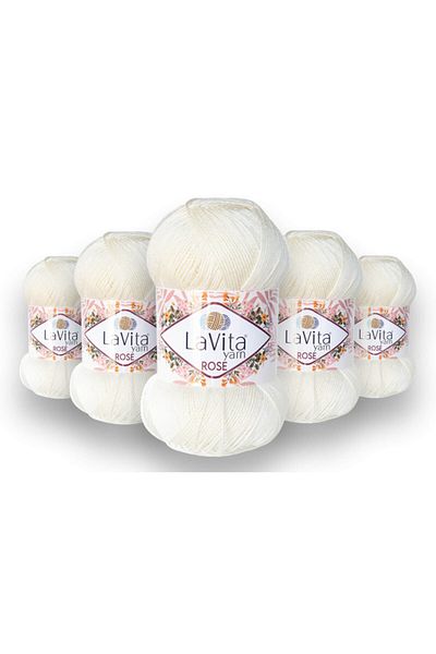 LaVita Yarn Rose 5 Pack Amigurumi, Punch, Etamine, Πλεκτό Χέρι Σπάνιο Taka Yarn (1046-κ.κρέμα)