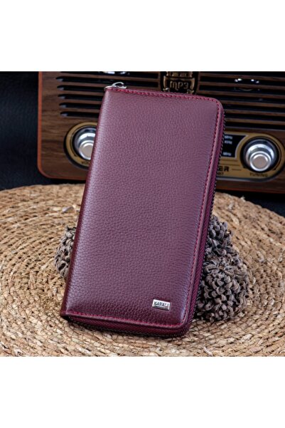 Karalı Deri Karalı Hakiki Deri Fermuarlı Telefonluk Cüzdan Kartlık Kd103