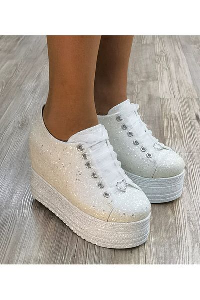 Ayakkabı Tutkusu Stilo ® Hidden Heel 13cm Glitter Bridal Shoes