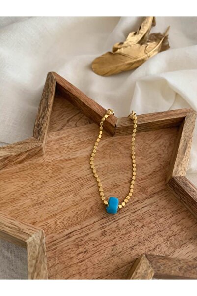 ŞekerAksesuar Gold Ezme Zincir Cam Taş Halhal