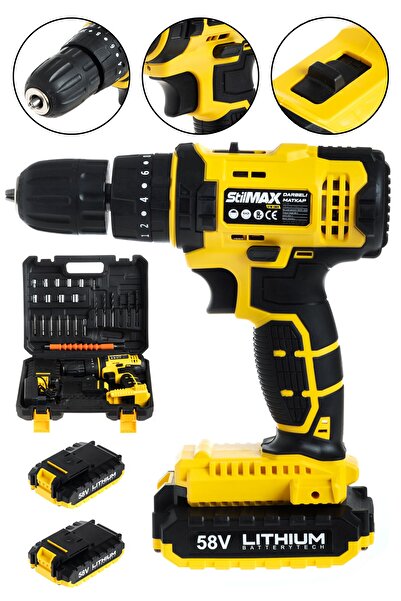 stilmax Germany Samsung Çift Batarya Metal Dişli Darbeli Şarjlı Matkap Vidalama Set 58v 8ah 24pcs Usta Seti