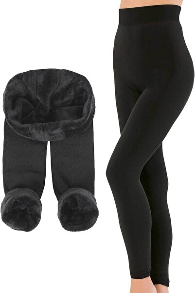 Momslab Ženske crne Termalno zimske Pliš tajice