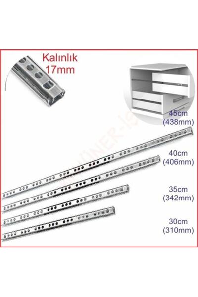 Genel Markalar 17mm 35cm Teleskopik Ray Çekmece Kızağı Çekmece Rayı 17x342 Ta...