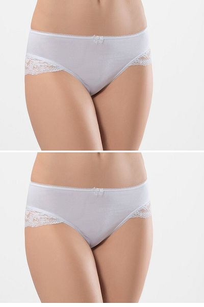 TÜREN 959 Chiloți bikini din dantelă pentru femei - Bumbac și lycra 2 pachete