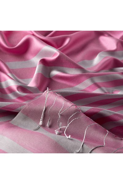 ipekevi Μεταξωτό σάλι Lilyum Pink Focus Meridian Stripes