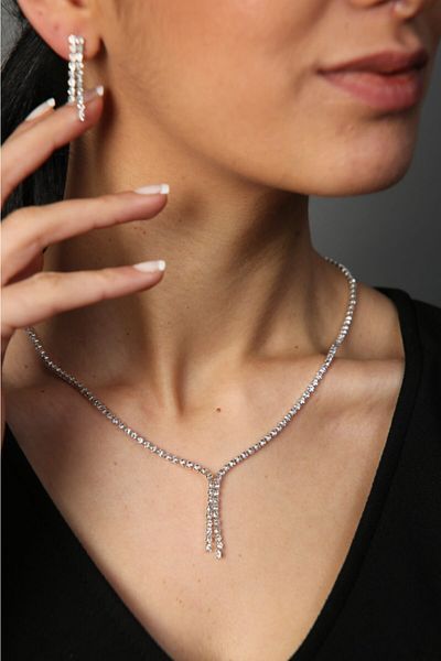 Elika Silver Women's Waterway Model Necklace and Earring Set
