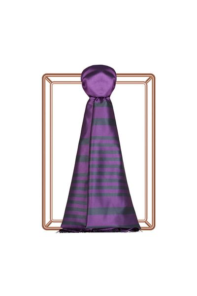 ipekevi Purple Violet Focus Meridian Stripes șal de mătase