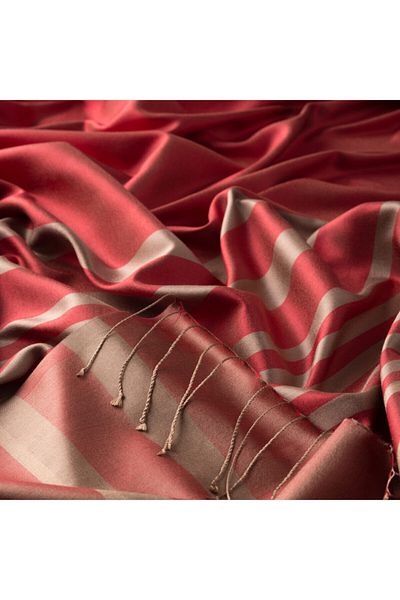 ipekevi Mountain Strawberry Focus Meridian Stripes șal de mătase