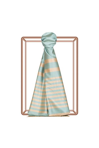 ipekevi Water Green Focus Meridian Stripes șal de mătase