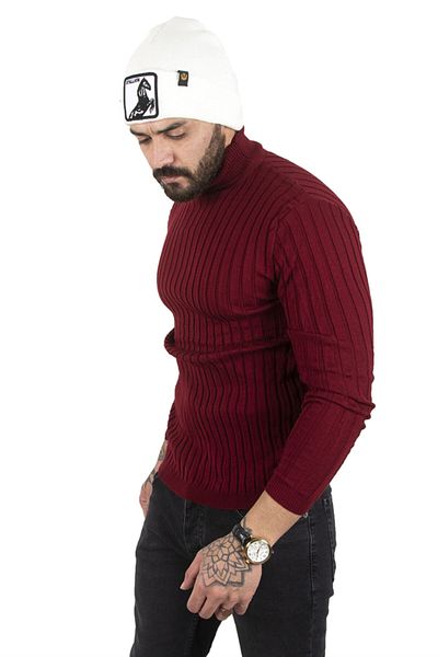 DeepSEA Pulover tricotat pentru bărbați, burgundă, jumătate pescar2100017