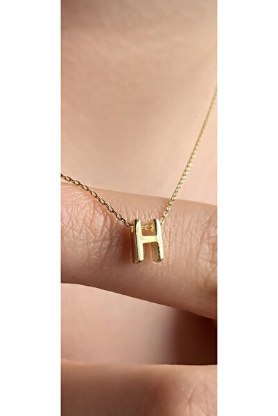 bigakan Altın Kaplama 925 Ayar Gümüş H Harfı Kolye