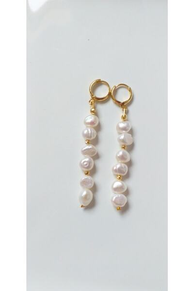 Bourjois Jewelry أقراط من اللؤلؤ الطبيعي الحقيقي مطلية بالذهب