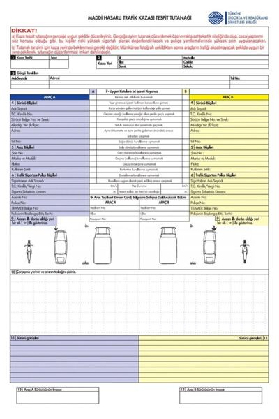 Pastel 25 Li A4 Boy Trafik Kaza Tutanağı 2 Nüsha Otokopili