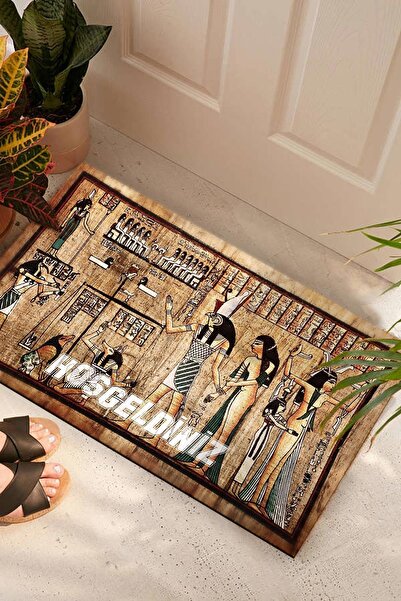 Buket Home Antik Mısır Kapı Önü Paspası Dekoratif Kapı Paspası Dış Mekan Paspas Ev Içi Paspası