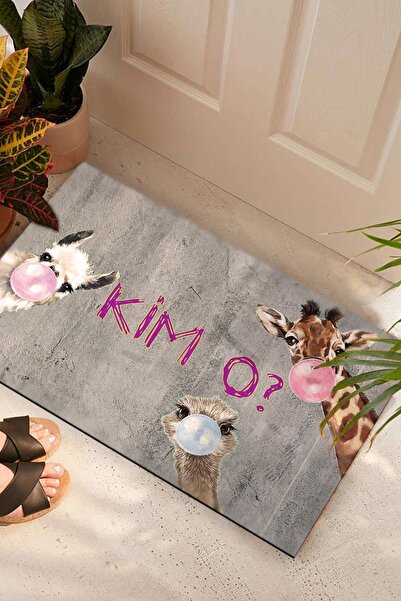 Buket Home Kim O Kapı Önü Paspası Dekoratif Kapı Paspası Dış Mekan Paspas Ev Içi Paspası