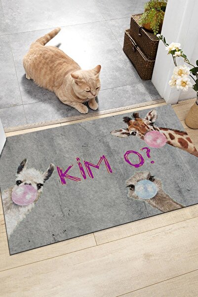 Buket Home Kim O Kapı Önü Paspası Dekoratif Kapı Paspası Dış Mekan Paspas Ev Içi Paspası