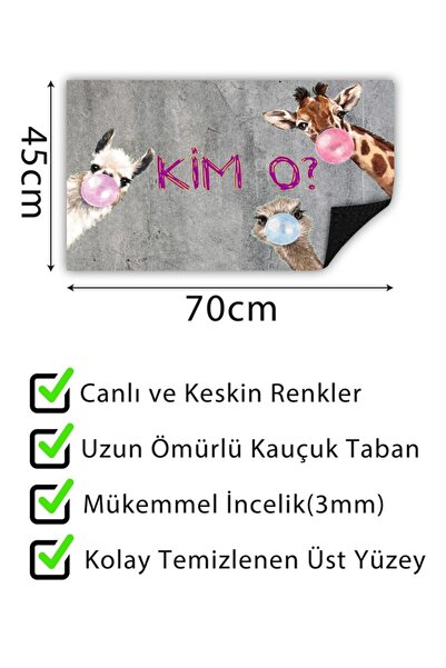 Buket Home Kim O Kapı Önü Paspası Dekoratif Kapı Paspası Dış Mekan Paspas Ev Içi Paspası