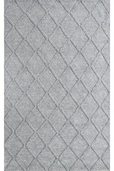 Eko Halı Jade Dıamond Grey Naturel Kazak Örgü Desenli El Dokuma Örgü Halı