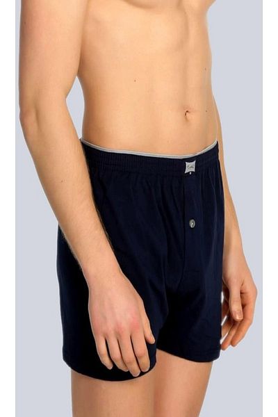 Tutku Men's 2-Piece Navy Blue Combed Cotton Buttoned Boxers Mrt0117lc2