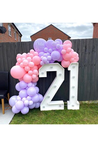 BEST PARTİ DOĞUM GÜNÜ PARTİ SÜSLERİ Pastel Lilac and Pink Balloon Chain 100 Pieces + 5 mt Balloon Chain