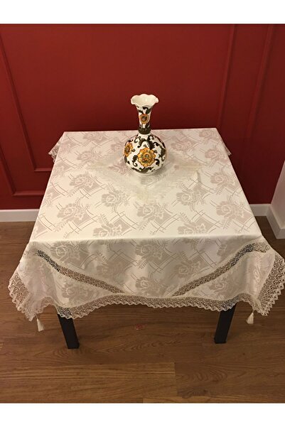 Finezza Față de masă din țesătură jacquard cu guipure crem 110*160 cm - 669