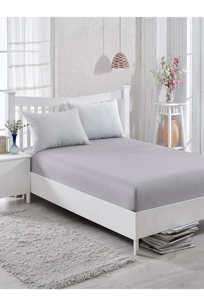 ce cottonevs Ranforce Fabric Gray Cotton Elastic Sheet Set