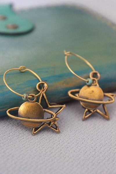 delay art Star and Planet Earrings Authentic Ethnic Bohemian Bilateral Bronze Earrings Handmade Bijouterie Jewelry
