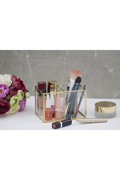 Genel Markalar Master Gold Organizer Makyaj Malzemesi Cam Kutu