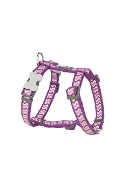 RedDingo Fosforlu Ziggy Desenli Mor Köpek Göğüs Tasması 12 Mm