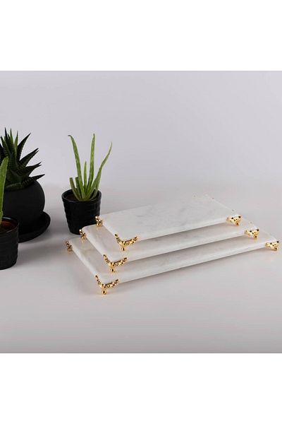 nilşah 3 Size Marble Presentation Rack with Legs Gold Ni21mrm002-gld