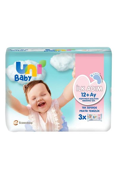 Uni Baby 12+ Months 52 Sheets X 3 First Step Wet Wipes