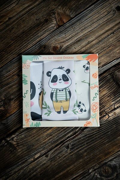 Mai Perla Panda Themed Cotton Microfiber Unisex Baby Food Bib