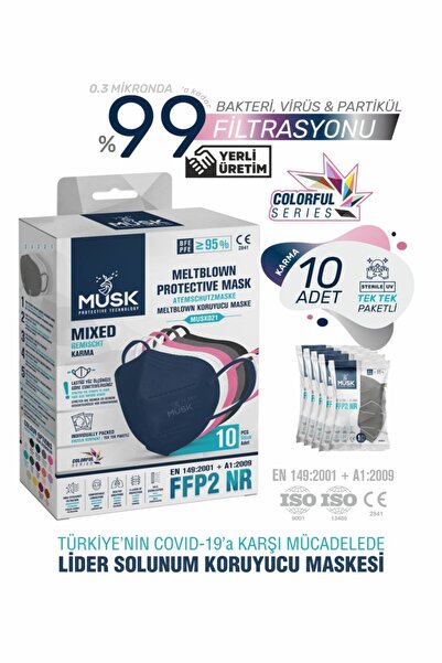 Musk FFP2/N95 Maske Mix Renk 30 Adet
