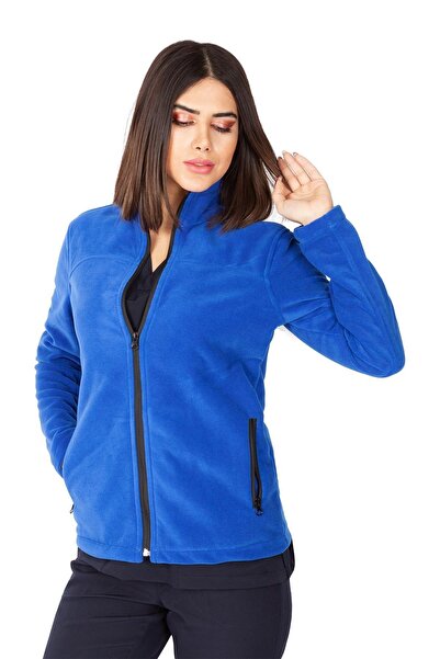 VEHBİ Women's Saks Blue Doctor Nurse Fleece Hospital Winter Fleece Jacket