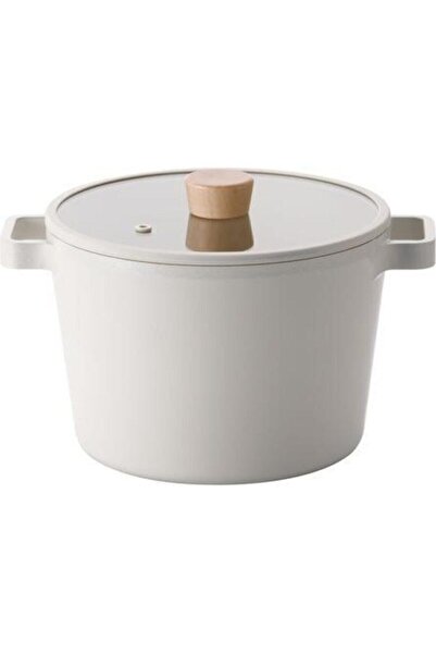 NEOFLAM Fika Cast Iron 5-Piece Beige Colored Pot Set with Glass Lid