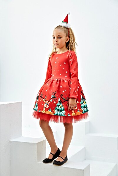 Bisahane Dalgıç Kumaş Yılbaşı Kız Çocuk Elbise