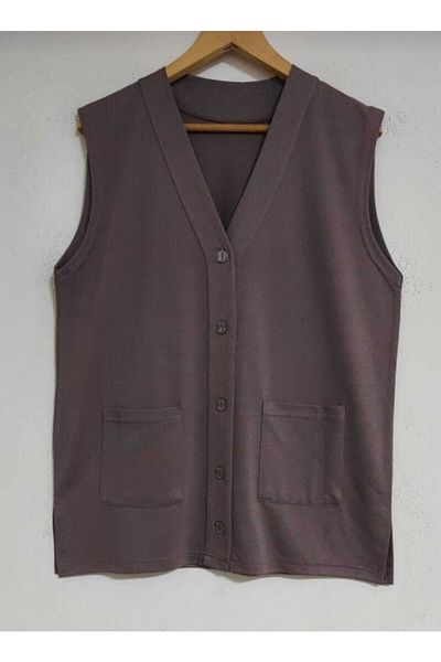 HMZ GİYİM Women's Mink Pocket Combed Cotton Mother Vest